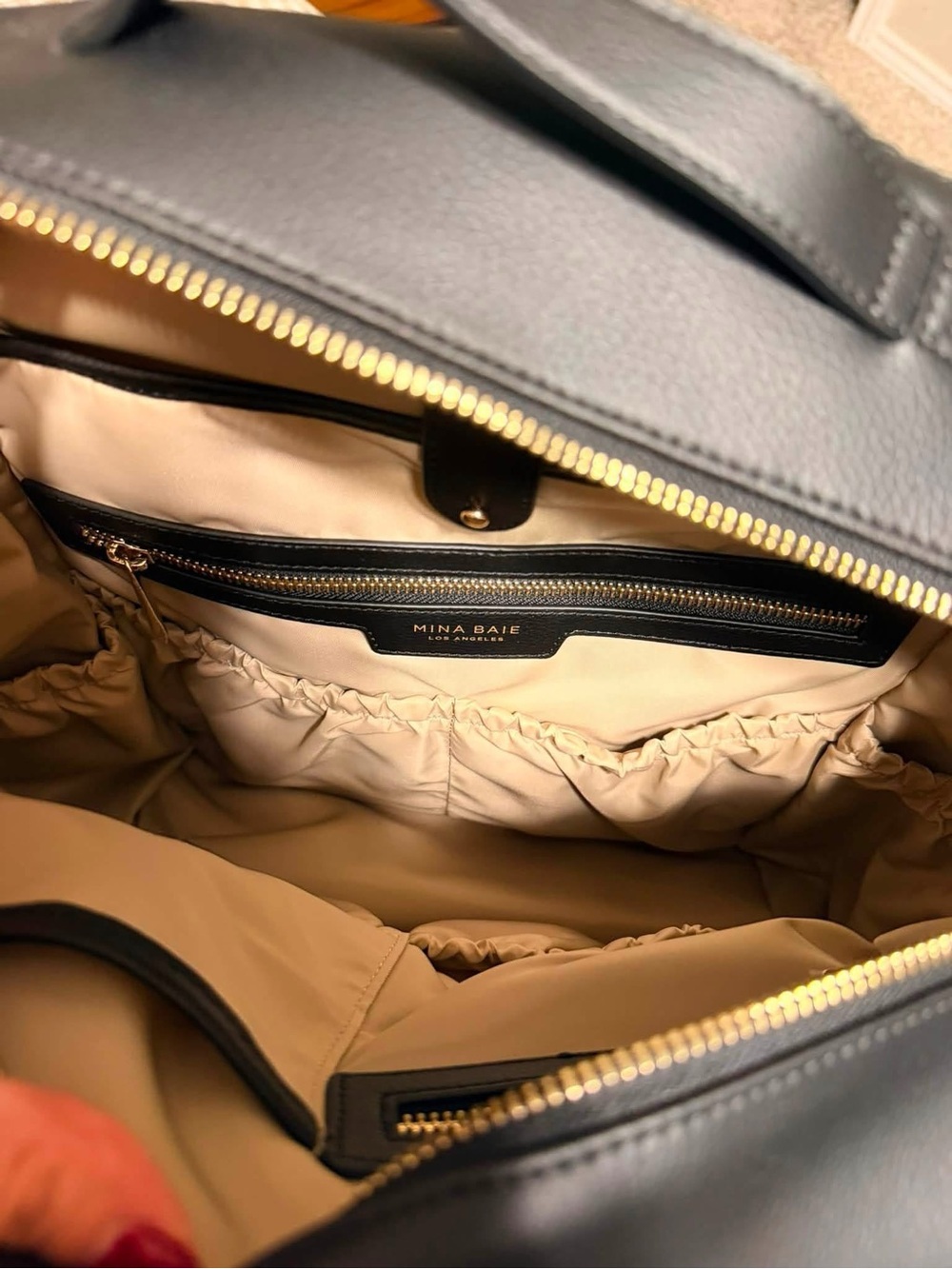 Stevie Black Nylon Backpack with Gold Accents - Picture 4 of 4